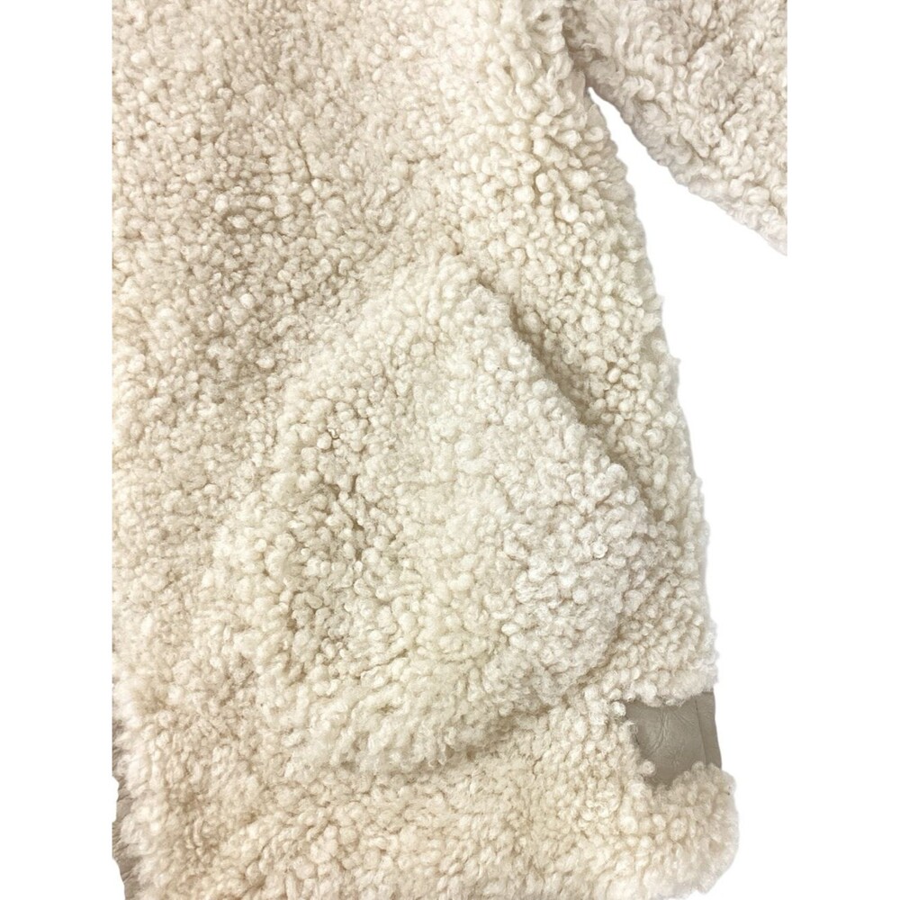 Ducie London Shearling Aviator Jacket Ivory Wool Leather Size 38 M - Picture 8 of 13